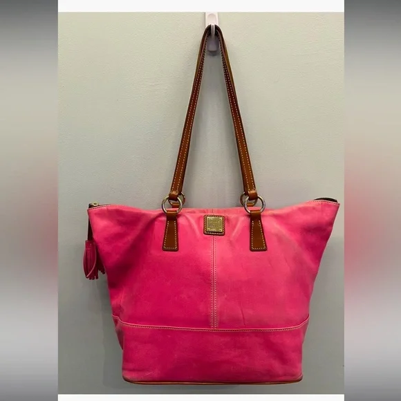 Dooney & Bourke Pink and Brown Tote Bag - Picture 1 of 8